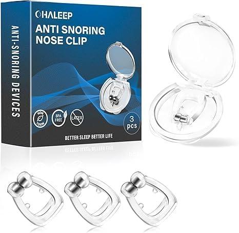 Anti Snoring Devices, Snore Stopper with Adjustable Magnet, Silicone Nose Clip Stop Snoring, Effective to Relieve Snoring, Snoring Solution for Comfortable and Quieter Sleep, Clear, M