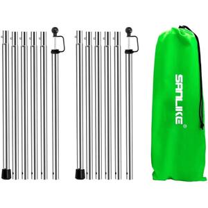 SANLIKE Tarp Poles Adjustable Tent Poles for Tarps Thickened Heavy Duty for Outdoor Canopy Shelter Awning Replacement 12pc Rods- 95in Set of 2 Canopy Poles