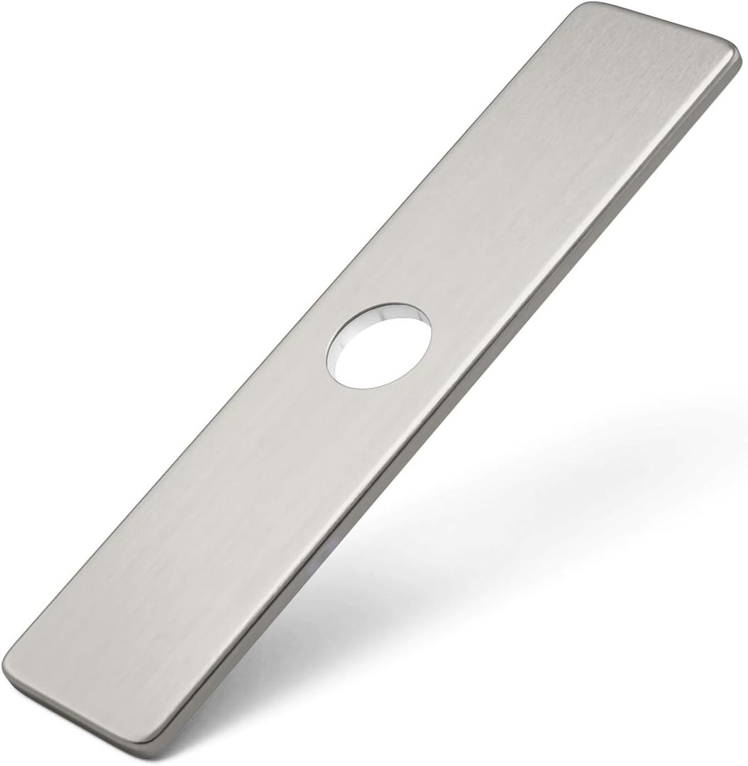 Brushed Nickel Faucet Plate, Sink Hole Cover, Faucet Deck Plate 10 Inch 1 or 3 Hole Long Rectangle Cover Deck Plate Faucet Escutcheon for Bathroom Vanity Sink Faucet Stainless Steel