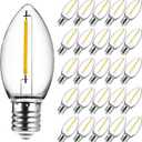 JOYIN C9 LED Light Bulbs - Replacement E17 Base Bulbs for Window Candles & Chandeliers (Warm White, 25 Pack)