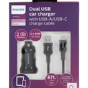 Charging Pack 1 DC Charger 2 USB 2.4A & 1USB-A-C Cable Braided