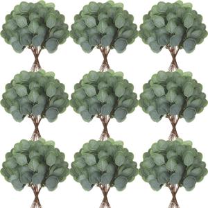 Taiyin 60 Pieces Artificial Eucalyptus Leaves for Wedding Eucalyptus Leaves Stems Decor Greenery Faux Green Stems for Wedding Centerpiece Floral Home Decor, 11 Inches
