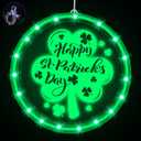 St. Patrick's Day Window Light Decorations, Hanging Irish Lucky Shamrock Backdrop Light Battery Operated Happy St. Patrick's Day String Light Indoor Outdoor for Patio Bedroom Party Wall Decor (White)