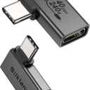 Silkland 90 Degree USB C Right Angle Adapter 2 Pack, 240W 40Gbps Male to Female USB-C Adapter Extender Compatible with Thunderbolt 4/3 for Steam Deck, ROG Ally, MacBook, Switch, iPhone 16/15, Quest 3