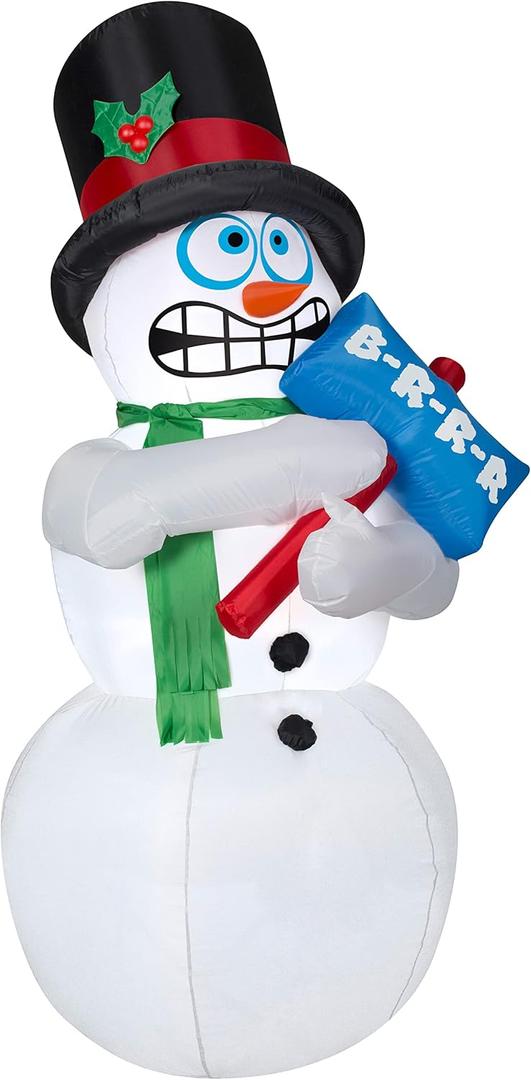 Gemmy 13544 Animated Airblown-Shivering Snowman-OPP Outdoor Inflatable, Multicolor