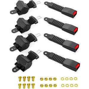 Golf Cart Seat Belts for EZGO Club Car Yamaha, 4Pcs Universal Retractable Seat Belt Kit, Upgrades Seatbelts 4 Passenger TXT RXV DS Precedent Most Golf Carts Front & Rear Seat Without Bracket
