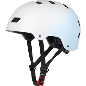 Apusale Bike Skateboard Helmet, Adjustable and Multi-Sport for Skate Scooter, 3 Sizes for Adult Youth Kids Toddler (Medium, Gradient Light Blue)