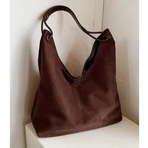 Women's Suede Tote Hobo Bag - Magnetic Closure Slouchy Shoulder Bag - Lightweight Everyday Handbag