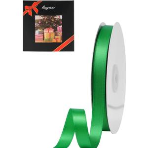 LIUYAXI Green Double Face Satin Ribbon 1/2" X 50 Yards, Ribbons Perfect for Crafts, Gift Wrapping, Bow Making and More