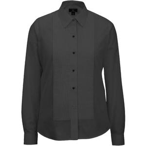 Chef Code Women's Tuxedo Shirt with 1/4" Pleats and Point Collar (Black) XL