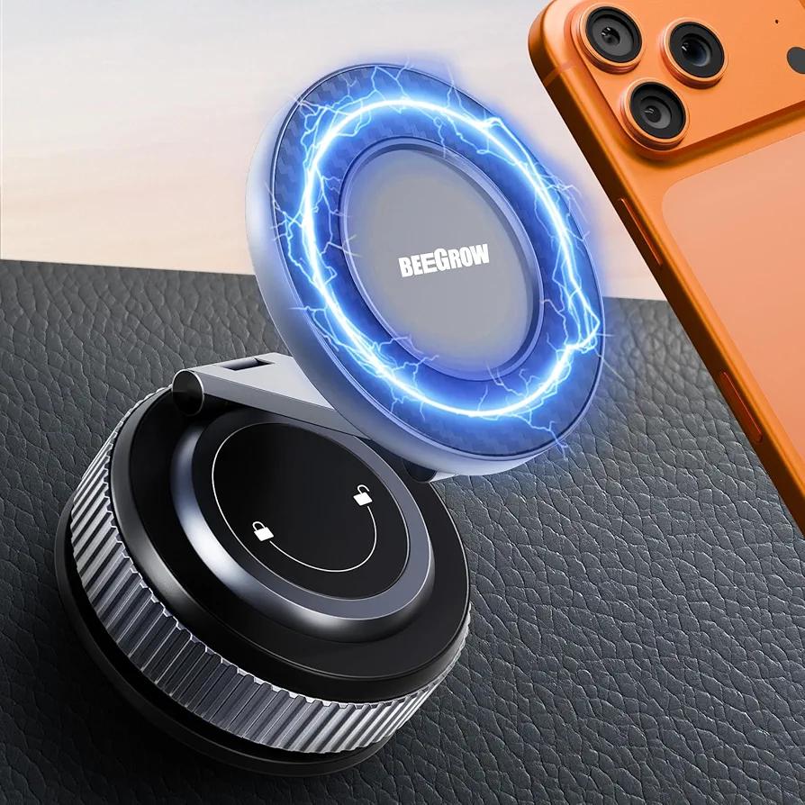 Car Phone Holder for Magsafe [96LBS Ultra Vacuum Suction+2800gf Ultra Magnetic] Car Phone Mount 360° Adjustable, Phone Holders for Your Car for iPhone 17 Pro Max 16 15 14 13 12 Air Plus (Carbon Fiber)