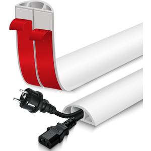 Floor Cord Cover for Wires on Floor Self Adhesive Cord Hider Floor Cable Management Wire Covers for Cords Protector Prevent Cable Trips Cord Cavity W 0.47" x H 0.27", White, 3.3Ft