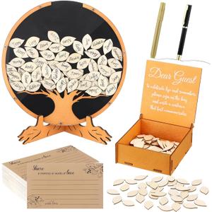 Engrowtic Wooden Funeral Guest Book Set for Memorial Service Celebration of Life Decorations Loving Memory Guestbook Included Share a Memory or Words of Love Cards Pen Table Sign(Tree of Life)