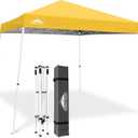 EAGLE PEAK 10x10 Slant Leg Pop-up Canopy Tent Easy One Person Setup Instant Outdoor Beach Canopy Folding Portable Sports Shelter 10x10 Base 8x8 Top (Yellow)