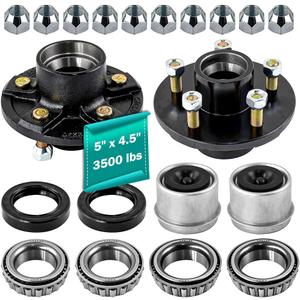 Trailer Hub Kit 5 Bolt 4.5 for 3500 lbs Heavy Duty Trailer Axle 1-1/16'' with 1/2"-20 Thread #84 Spindle 5 Lug Trailer Hub Trailer Idler Hub Kit