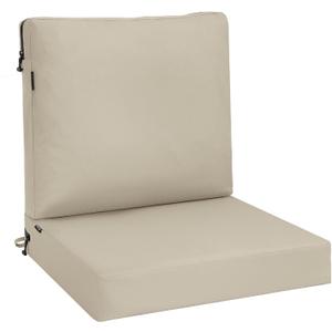 Favoyard Waterproof Outdoor Chair Cushion Beige 22 x 22 Inch, Water Resistant Patio Seat & Back Pad, 3-Year Fade Resistant Thick Cushion with Anti-Slip Straps & Removable Washable Cover