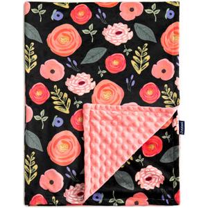 QSTEHEML Baby Blankets for Girls,Super Soft Nursery Minky Blanket Unisex, Baby Gifts Double Layer with Dotted Backing, Nursery Blankets for Crib Stroller(Bee, 30 * 40inch) (Flower)