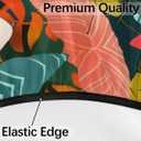 Outdoor Round Tablecloth with Umbrella Hole, Tropical Flowers Fitted Table Cloth with Elastic 36"-44" Waterproof Oil-Proof Circle Patio Table Cover for Picnic Camping Party