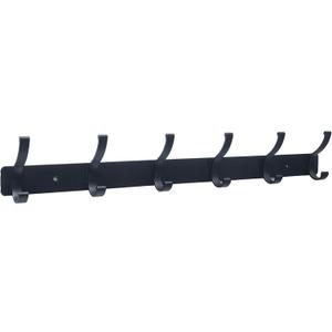 Lofekea Coat Rack Wall Mount, Wall Coat Hooks, Metal Hat Rack Hooks for Hanging, Black Coat Hanger,Towel Hooks for Bathroom (1 Pack-6 Hook)