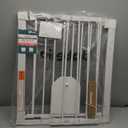 Babelio Auto Close Baby Gate with Cat Door,29-43" Metal Gate for Doorway, Stairs, House, Easy Walk Thru with Pet Door, Includes 4 Wall Cups and 3 Extension Pieces, White