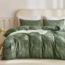 JELLYMONI Duvet Cover Full Size Green - 3PCS Boho Duvet Cover Set Plaid Polyester Tufted Bohemian Jacquard Knit Textured Comforter Cover 8090in Rhombic Geometric Pattern Corner Ties & Zipper