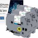 Tz 251 Tze 251 1 Inch 24mm Laminated White Compatible with Brother P Touch Label Maker Tape TZe251 TZe-251 Label Tape for PT-D600 PT-P710BT PT-P700, Black on White, 1 Inch x 26.2 Feet, 3 Pack