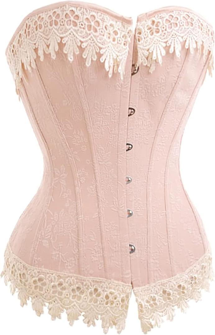 Alivila.Y Fashion Womens Sexy Vintage 1920s Renaissance Lace Trim Corset Bustier (Large)