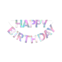 Happy Birthday Banner 9ft Iridescent - Pre-Strung No DIY Backdrop Sign for Parties, Adults, Kids, Boys & Girls - Birthday Decorations & Party Supplies