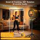 72" Vlogging Kit Tracking Tripod for iPhone 2 Wireless Mics & 10"Ring Light