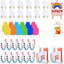 AmazingSpark 24 Set Valentine's Day Watercolor Paint Set Valentines Gift Painting Bulk with Easel, Canvas, 12 Colors Watercolor Palette Brush, Bag, Card, Apron for Party Supply (Classic Color)
