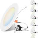 LVWIT LED Recessed Light 6inch, Can Lighting Color Selectable 2700/3000/4000/5000/6000K 5CCT, 10W(120W Equivalent) Dimmable Downlight with E26 Conversion Kit, Retro Fit Ceiling Light Fixtures, 6 Pack (White)