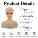 Breathable Lightweight Blonde Wigs Human Hair Short Pixie Straight Cut Heat Resistant Cap for Everyday Natural Styling (White Gold,4inch)