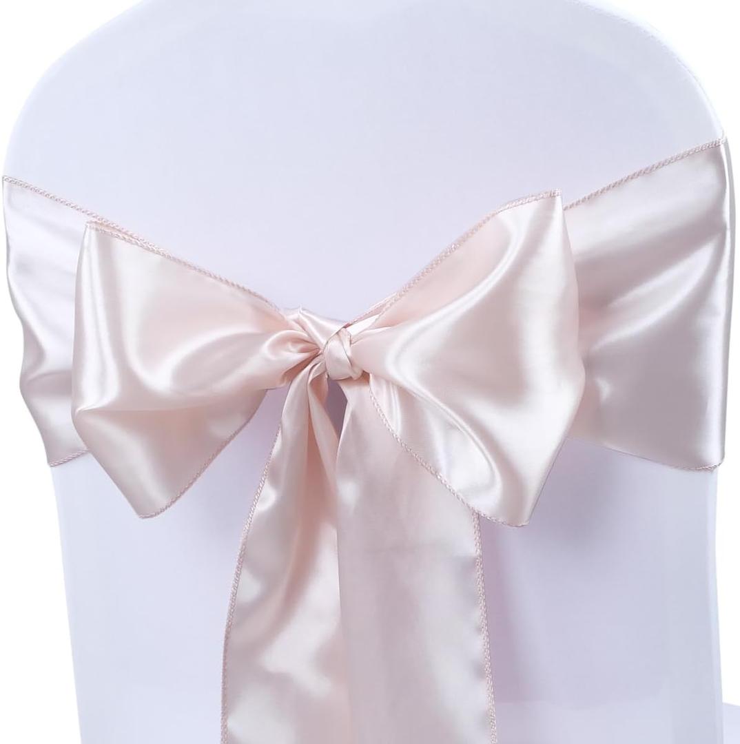 Babenest Satin Chair Sashes Ties Upgraded 30 pcs Chair Ribbons Bows for Wedding Banquet Party Christmas Baby Shower Events Decoration (Champagne) (Blush Pink)