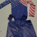 BAOHULU Gymnastics Leotards for Girls Patriotic Glitter Long Sleeve Dancewear with Matching Shorts Set ,10A