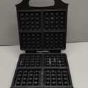 bella Waffle Iron - 4 Square Belgian Waffle Maker, Non-stick Extra Large Plates for Easy Cleanup - Compact Design, Stainless Steel, Black, 1400W