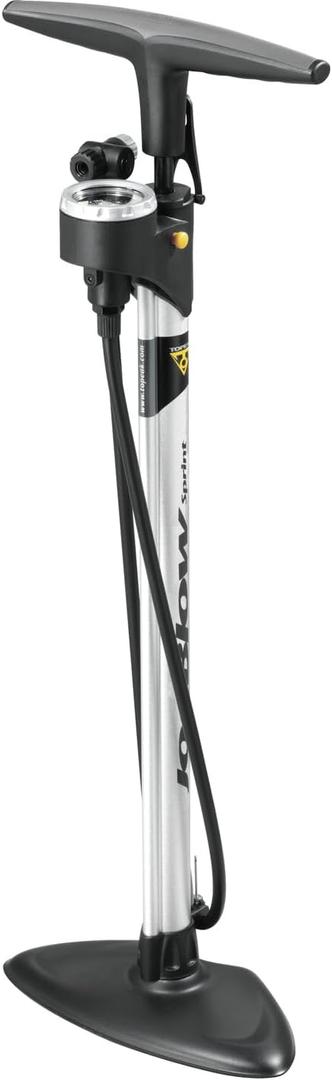 Topeak JoeBlow Sprint Bike Pump TwinHead High-Pressure Floor Pump for Road, MTB & Gravel Bikes, 160 Psi / 11 Bar Capacity, Satin Aluminum Barrel, Top-Mounted Gauge & Air Release Button