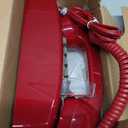 Sangyn Retro Wall Phones for Landline with Loud Mechanical Ringing Vintage Wall Mount Phone with Volume Adjustable Old Fashioned Corded Telephone for Kitchen Home School Hotel Office, Red