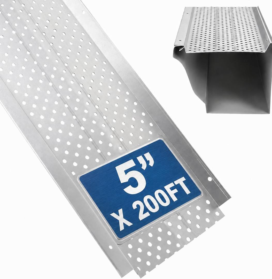 Gutter Guard,5" Aluminum Leaf Filter Gutter Cover,50 PCS Total Length 200FT,Raptor Gutter Guards,Easy DIY Leaf Guards for Gutters Fits Any Roof or Gutter Type, 5in*200FT