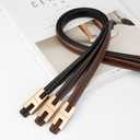 Women Skinny Leather Belt for Jeans Pants Dresses Ladies Thin Patent Leather Belt with Gold Buckle (Brown)