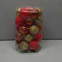 2.36In Velvet Christmas Ball Ornaments, 25PCS Red/Gold Flocked Christmas Tree Hanging Decorations, for Home Holiday Wedding Indoor Xmas Party Decor.