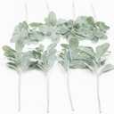 SHACOS Artificial Flocked Lambs Ear Stem 12 Pieces Lamb's Ear Branch Foliage Pick Greenery Leaf Flower Spray for Home Wedding DIY Floral Arrangement