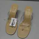 VINYL STRAP WEDGE SANDAL, 8, NUDE