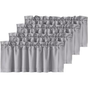 H.VERSAILTEX Blackout Valances for Windows,Kitchen Valance Curtains for Living Room/Bedroom/Bathroom/Basement Privacy Rod Pocket Short Window Valance Curtains, 4 Panels 52" W x 18,Dove Gray
