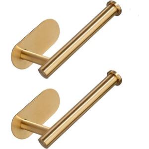 Toilet Paper Holder Self Adhesive Roll Holder Wall Mount for Bathroom and Washroom No Drilling SUS304 Stainless (Brushed Gold, 2)