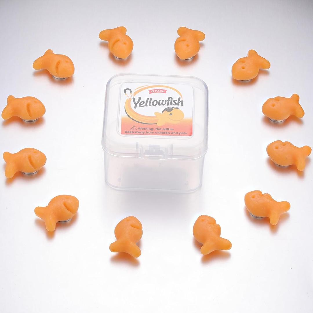 12-Pack Fish-Shaped Fridge Magnets Cute Funny Food Style Refrigerator Magnets, Realistic Polymer Resin Mini Fish Magnets, Strong Magnetic Hold for Notes, Photos & Kitchen Decor
