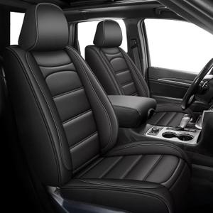 Seat Covers for Jeep Grand Cherokee 2022-2025 Full Set Waterproof Leather Custom Automotive Car Seat Covers Protector (5Seats,Black)