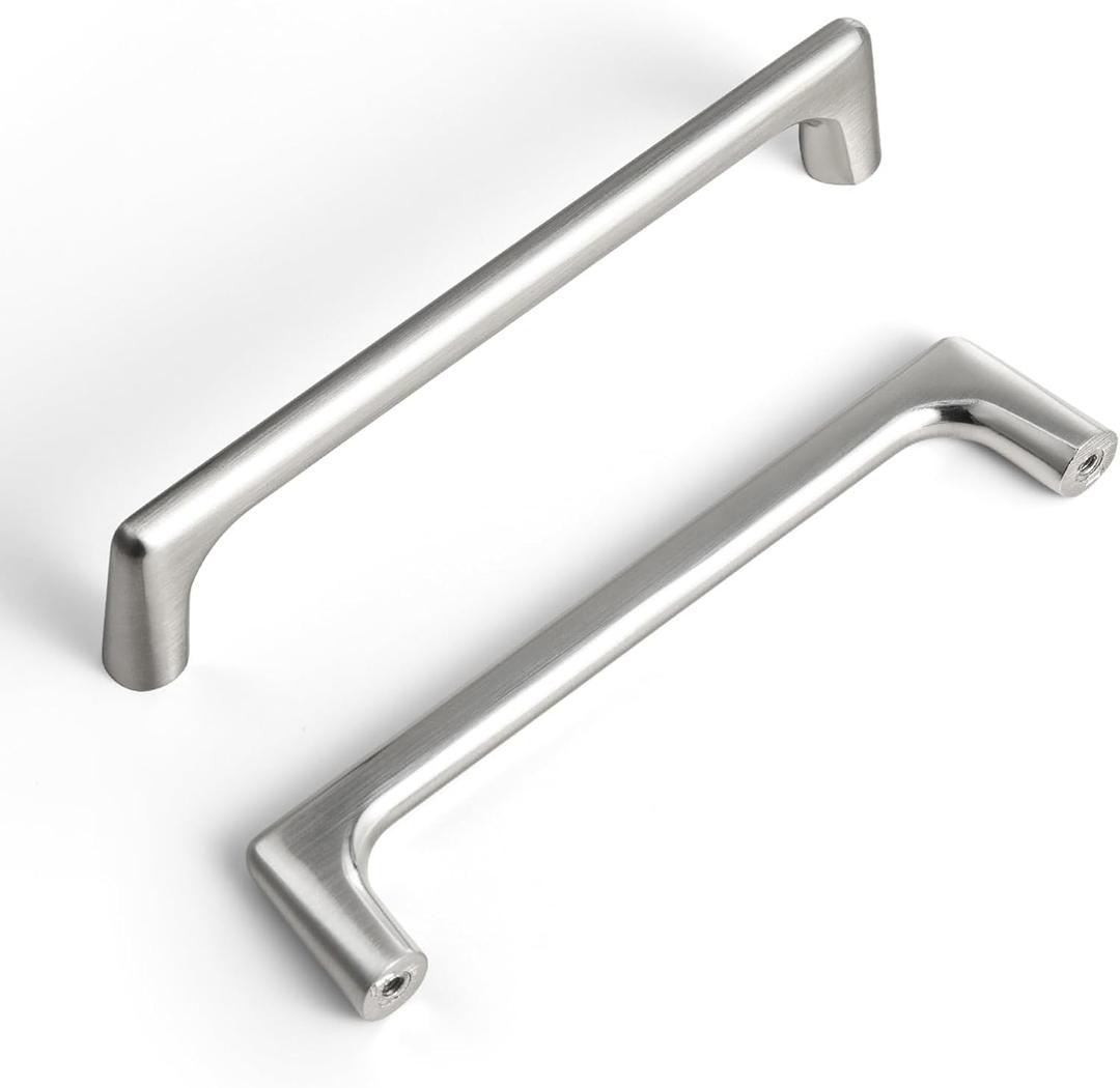 Goo-Ki Satin Nickel Cabinet Pulls with 5'' Hole Centers, Modern Style Zinc Alloy Cabinet Handles for Dresser,Wardrobe,Cupboard- 6 Pack