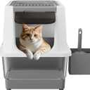 RIZZARI Stainless Steel Cat Litter Box, Odorless Enclosed Litter Box with Top Holes, Large Litter Pan for Small to Large Sized Cats (Dark Gray, 23.8" L*15.9" W*16.1" H)