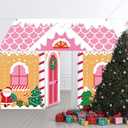 4Pcs Christmas Gingerbread Door Decoration Xmas Party Door Covers Backdrop Christmas Gingerbread House Decorations Xmas Hanging Doors Banner for Holiday Classroom Office Home Party Porch Sign (Pink)