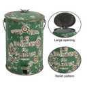 Rustic Metal Trash Can with Lid and Pedal Farmhouse Step-On Garbage Can Vintage Distressed Design Recycling Waste Bin with Removable Inner Bucket & Wooden Handle for Home Yard Kitchen Bathroom 8 Liter